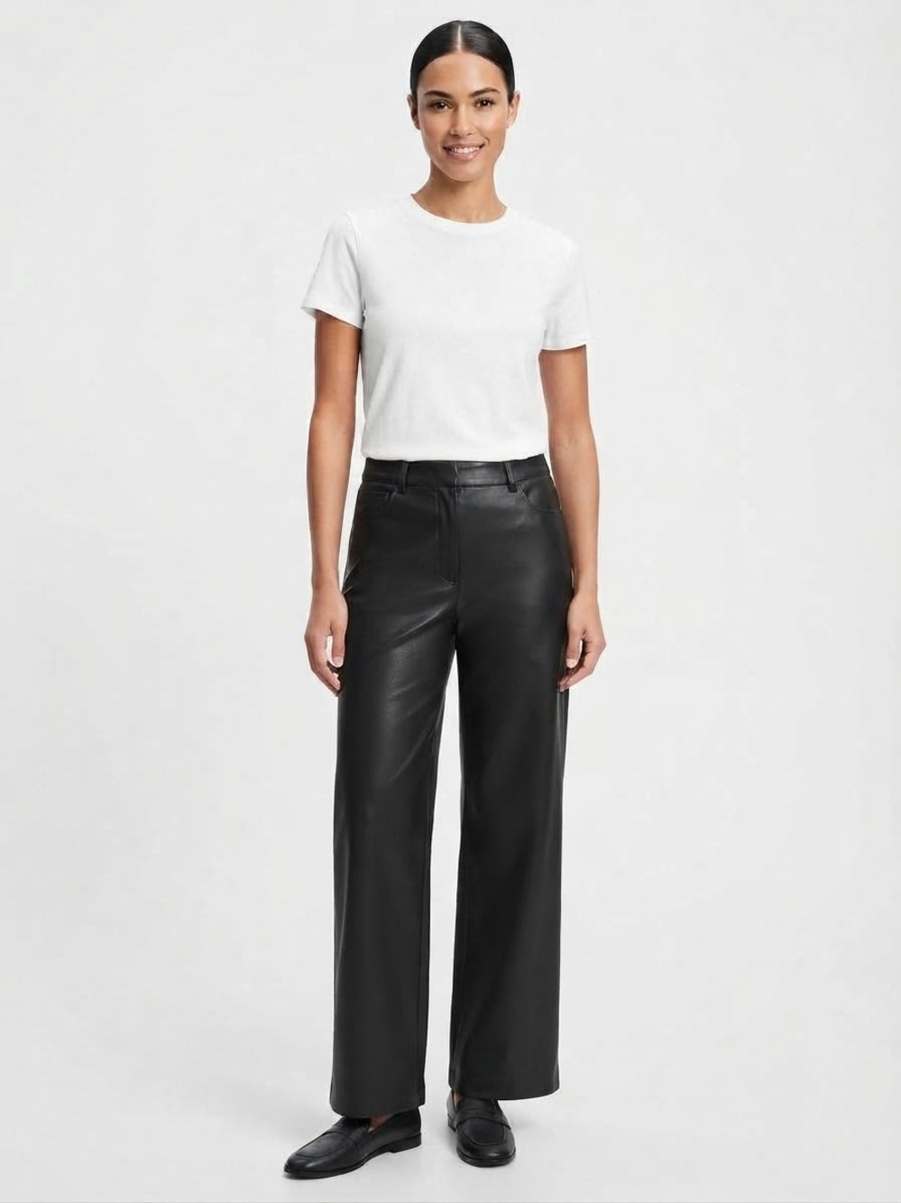 ASOS DESIGN Faux Leather Pants Straight Leg Trousers Size 4 Edgy Night Out Rock